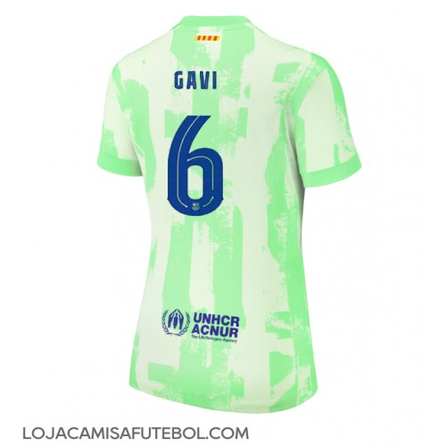 Camisa de Futebol Barcelona Paez Gavi #6 Equipamento Alternativo Mulheres 2024-25 Manga Curta